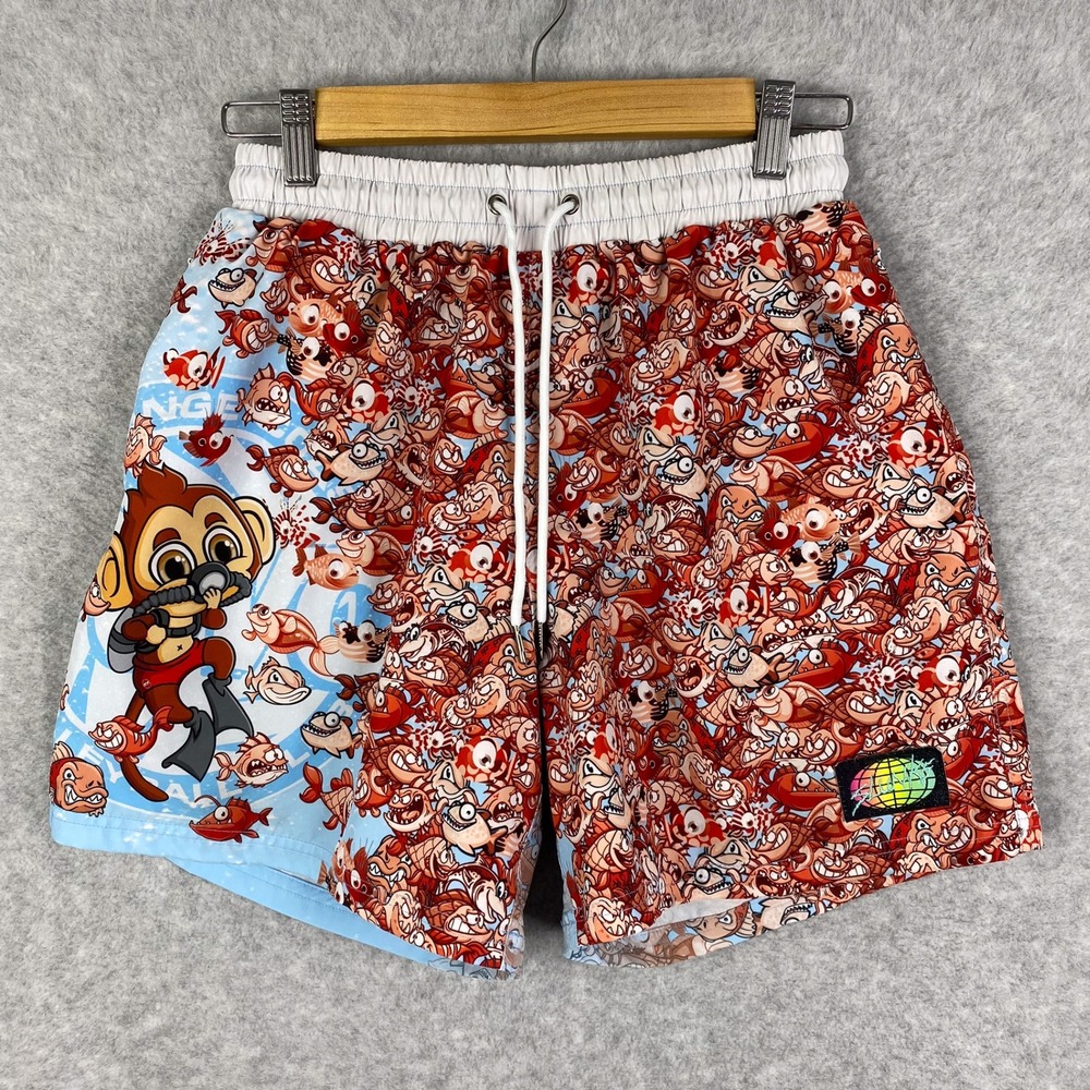 Slunks Shorts Mens M OCVC Scubas Lined All Over Print